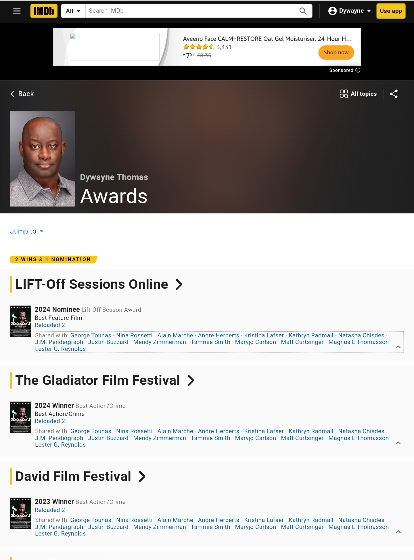 Winner in the Best Action/Crime category at The David Film Festival 2023